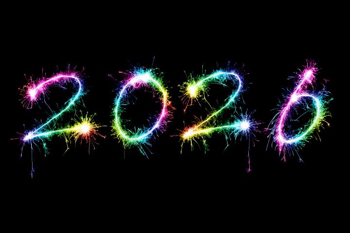 colorful celebration of the new year 2026 in sparkling numbers
