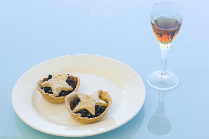 a place with two mince pies and a glass of sherry - christmas for one