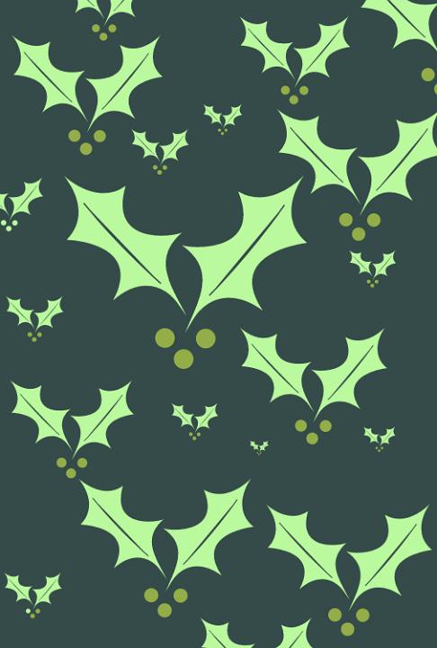 a pattern of varying sized green holly symbols creates a useful christmas background