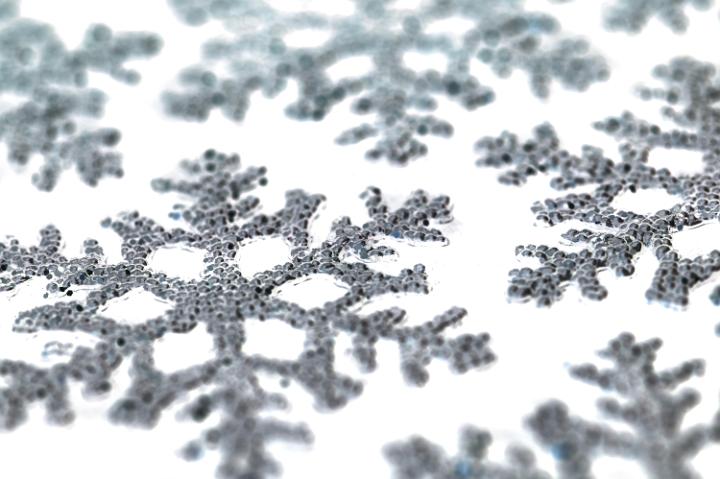 black christmas snowflake ornaments on a white background