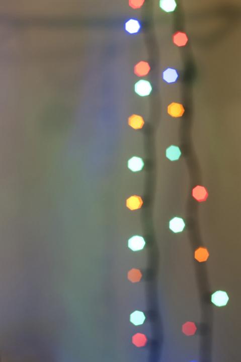 Lighted Christmas garland. Bokeh